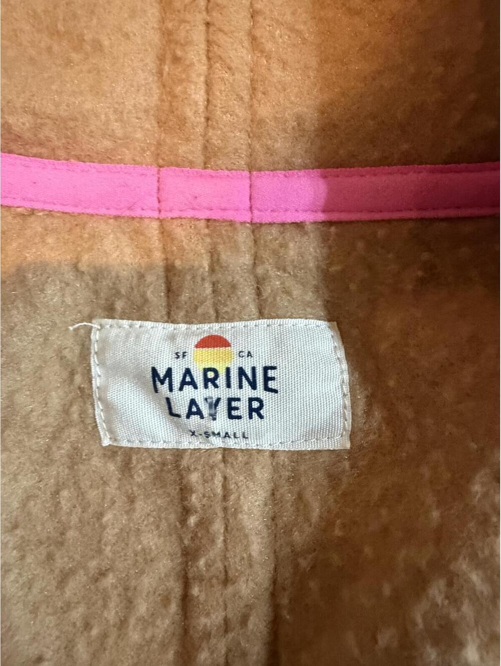 NWOT Marine layer Sierra Sherpa Jacket Snap Front Pumpkin Camel hot pink trim XS - Picture 6 of 7